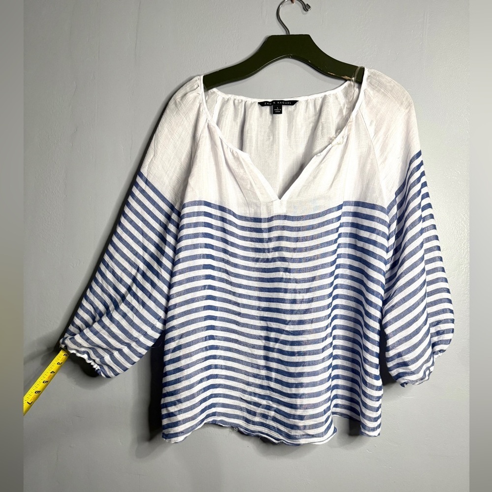 #5) Zac & Rachel Navy and White Striped Blouse (light weight)